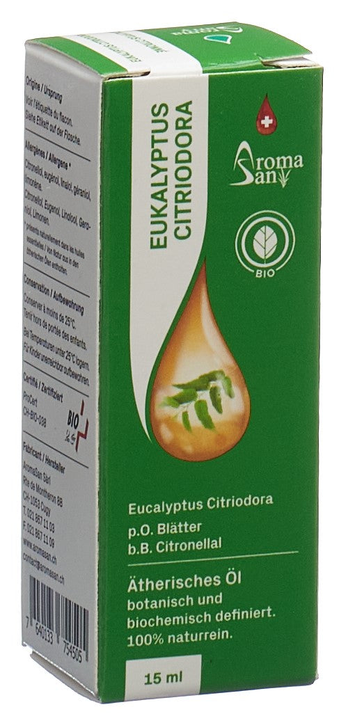 AROMASAN Eucalyptus Citron Huile Essentielle Bio 15 ml | Respiration
