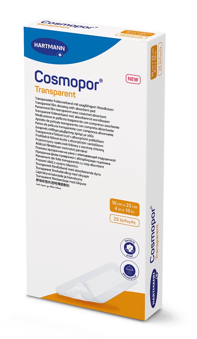 COSMOPOR Pansement Transparent Stérile 10x25cm | 25 Pièces