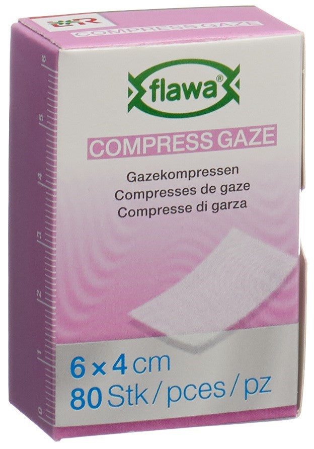 FLAWA Compresses Gaze Stériles 4x6cm - Soin Blessures | 80 Pièces