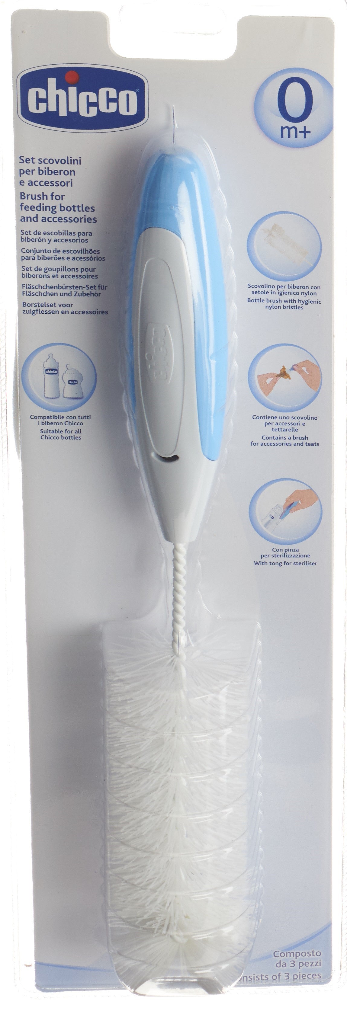 Chicco Set Goupillon 3 en 1 Hygiène Biberon | Nettoyage Efficace