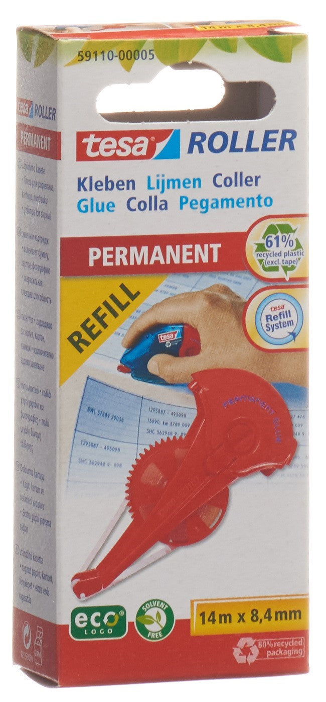 TESA Roller Colle Permanente 14m x 8.4mm | Lot de 1