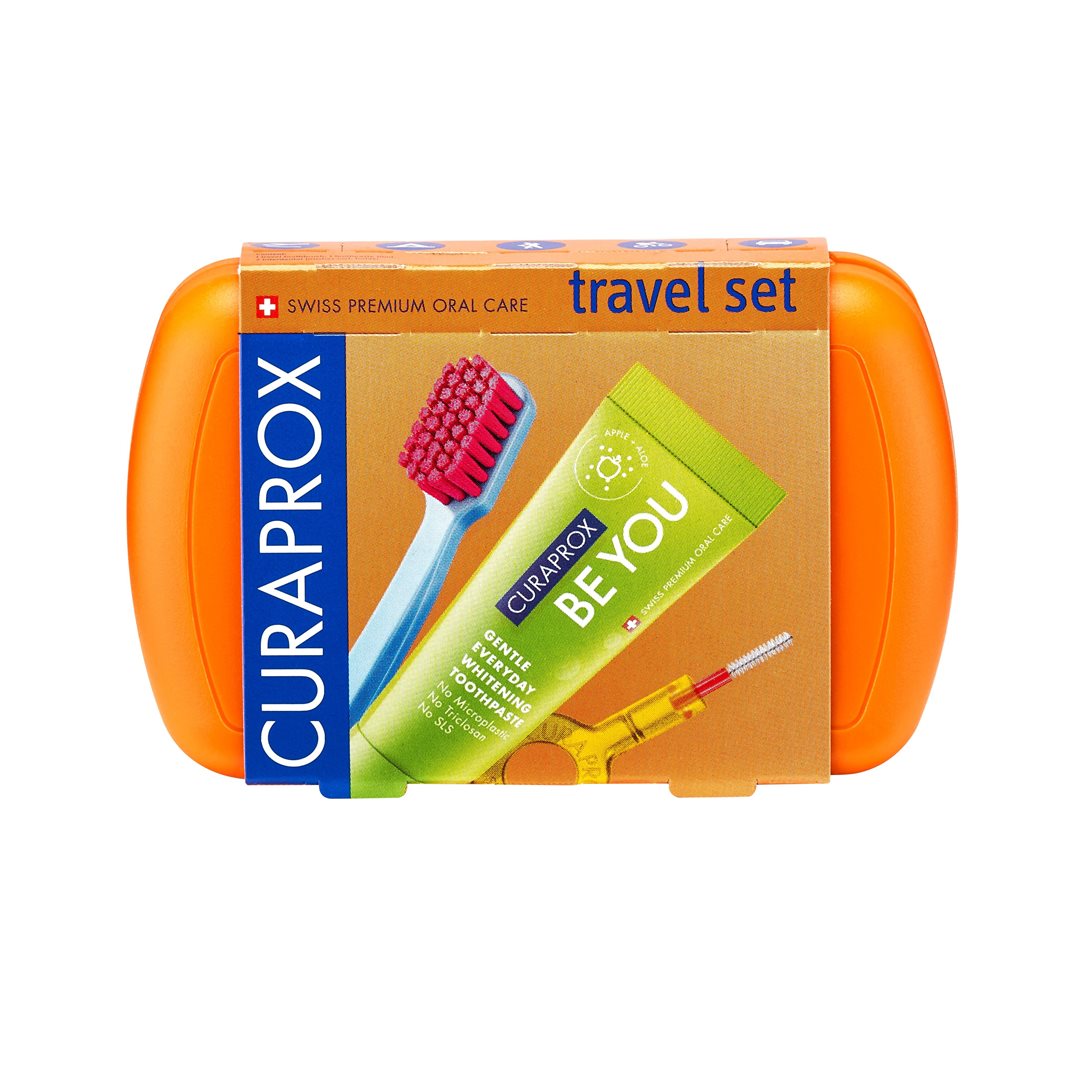 CURAPROX Set de Voyage Orange Soin Buccal Complet | Kit Nomade