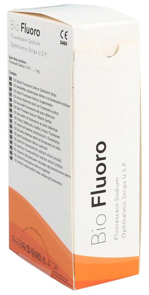 BIOFLUORO Bandelettes Ophtalmiques Fluorescéine 100 pièces | Diagnostic Rapide