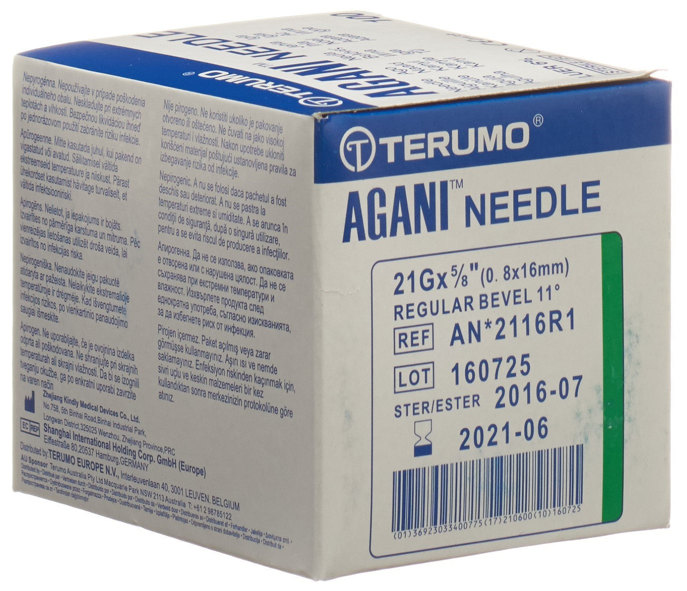 TERUMO Aiguille Seringue USA Unique 21G 0.8x16mm Boîte 100