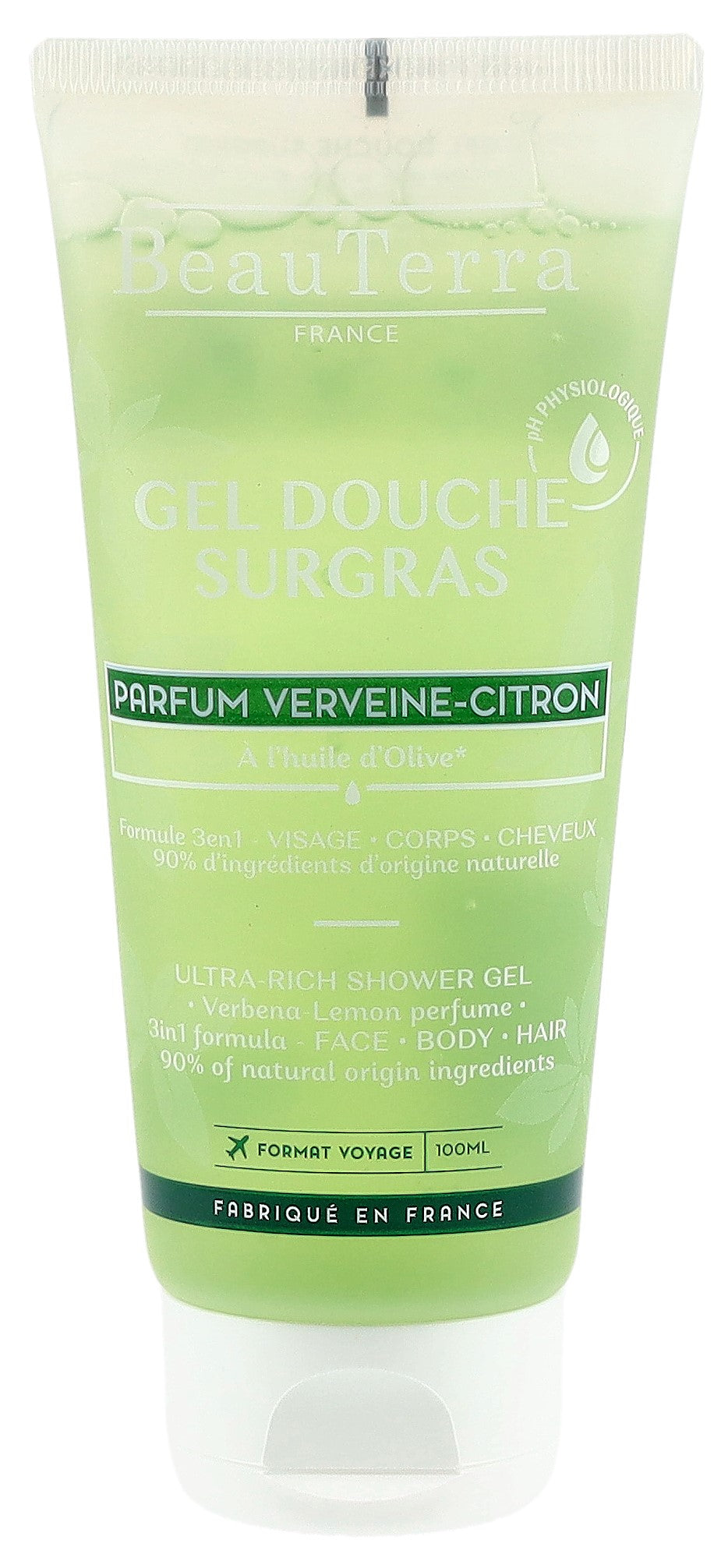 BEAUTERRA Gel Douche Surgras Citron Bio 100 ml | Douceur &amp; Fraîcheur