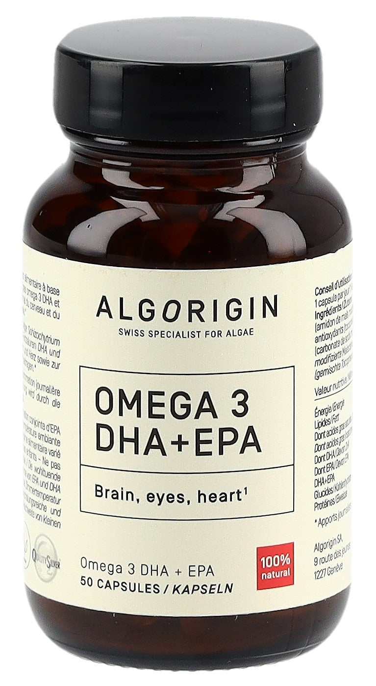 ALGORIGIN Omega 3 DHA+EPA caps fl verre 50 pce