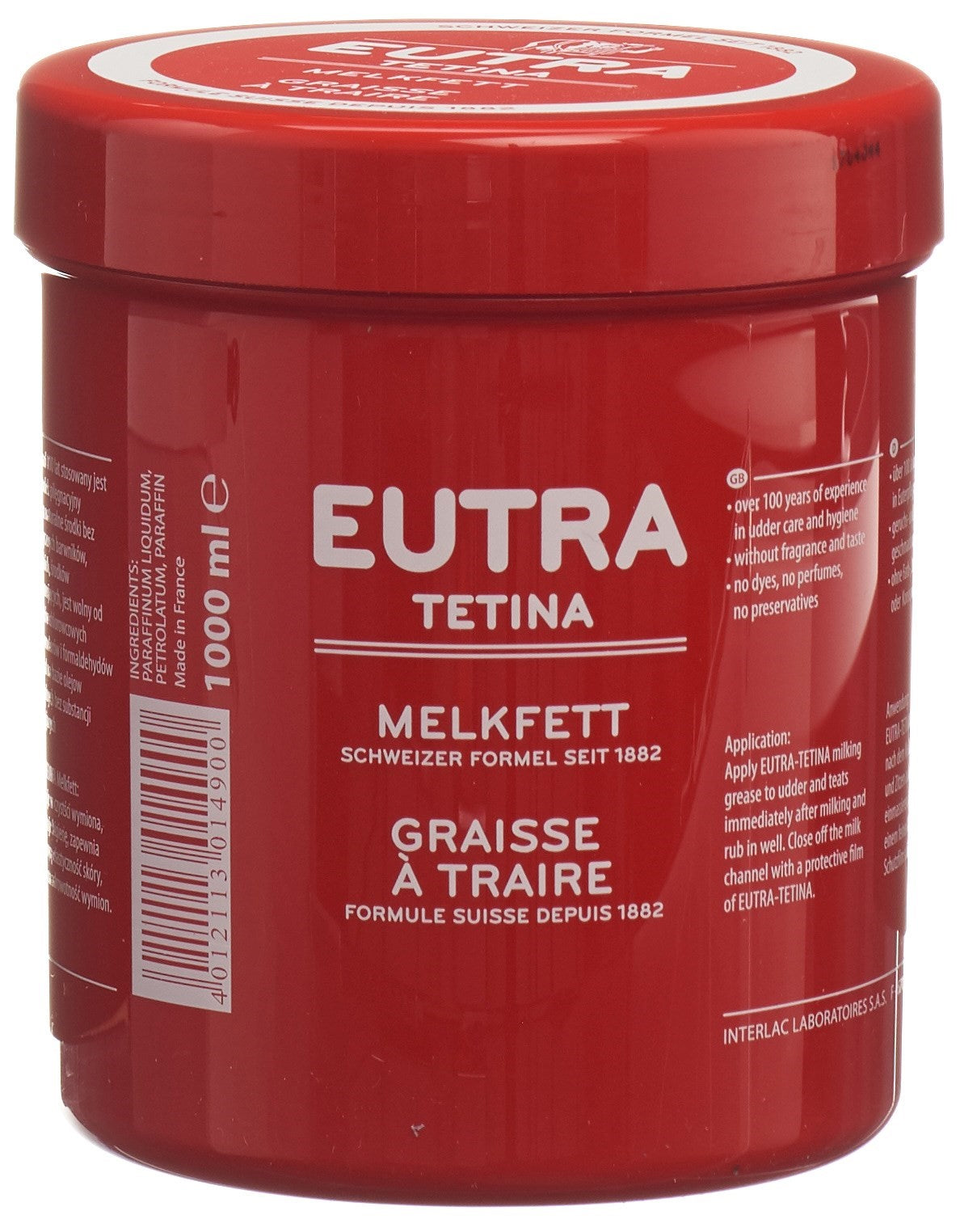EUTRA Graisse à Traire 1000 ml Soin Nourrissant Intense | Hydratation Profonde