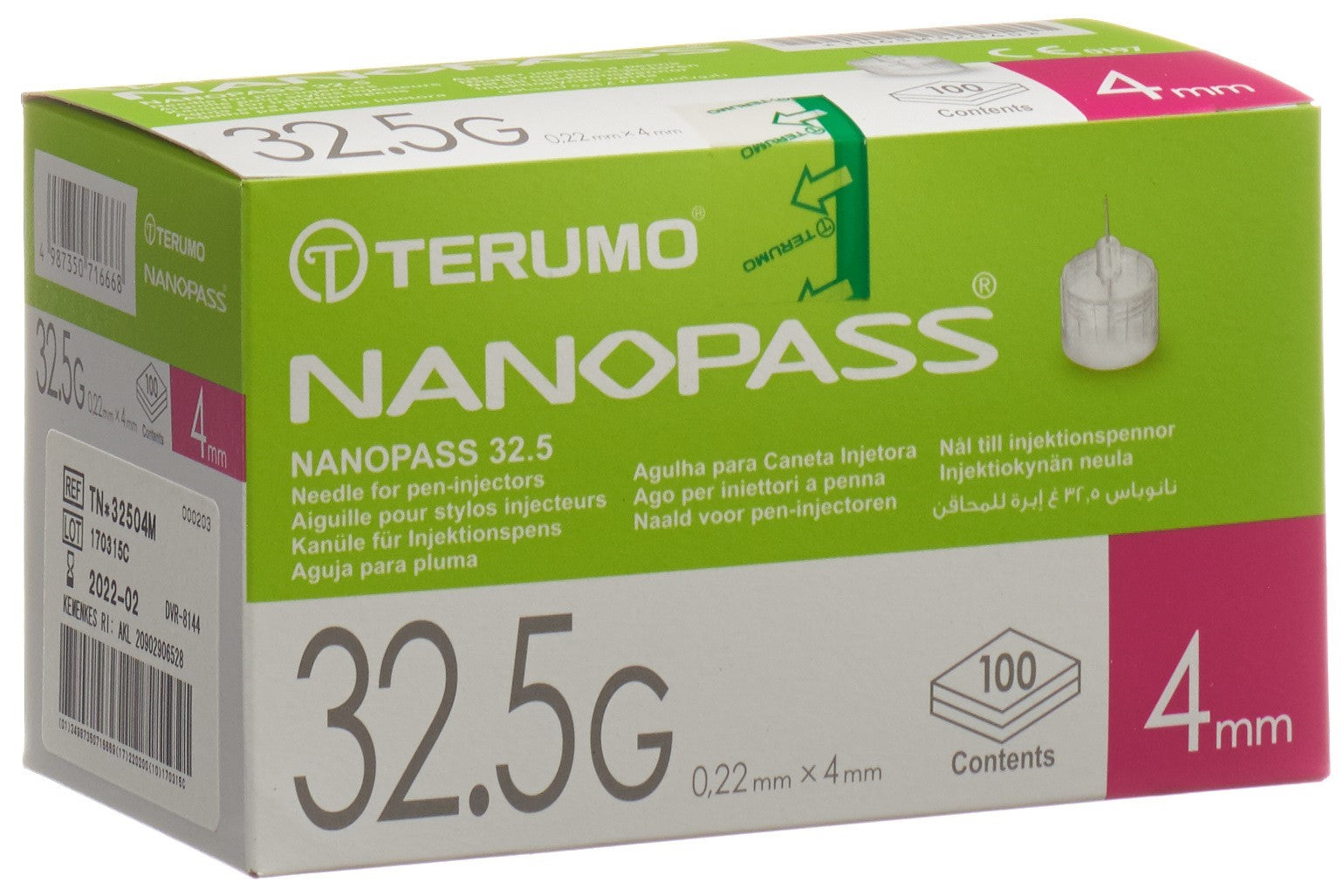 TERUMO NANOPAS Aiguille Stylo 32.5G Confort &amp; Précision | Boîte 100
