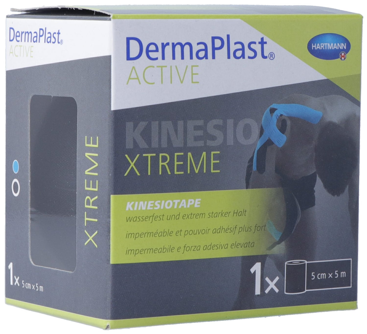 DERMAPLAST Kinesiotape Active Xtreme Noir | Soutien Musculaire 5 cm x 5 m