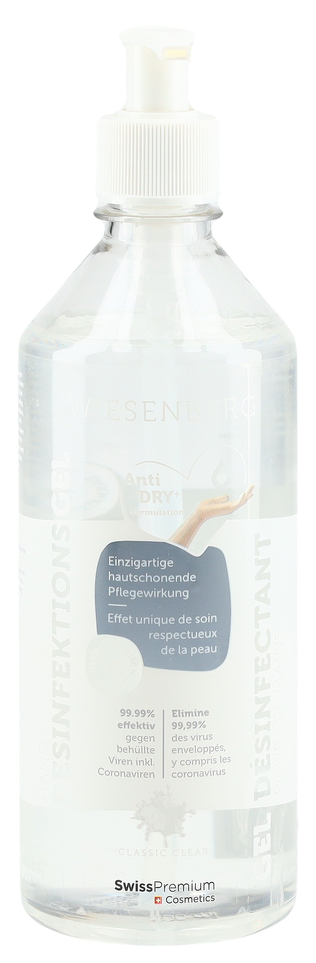 WIESENBERG Gel désinf mains Classic Clear 500 ml