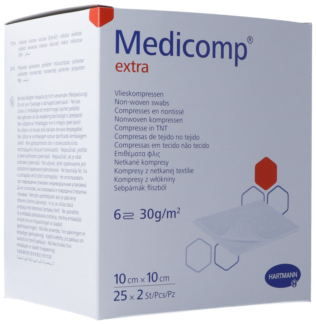 MEDICOMP Extra Compresses Coton 6 plis S30 10x10cm | Lot 50 pièces