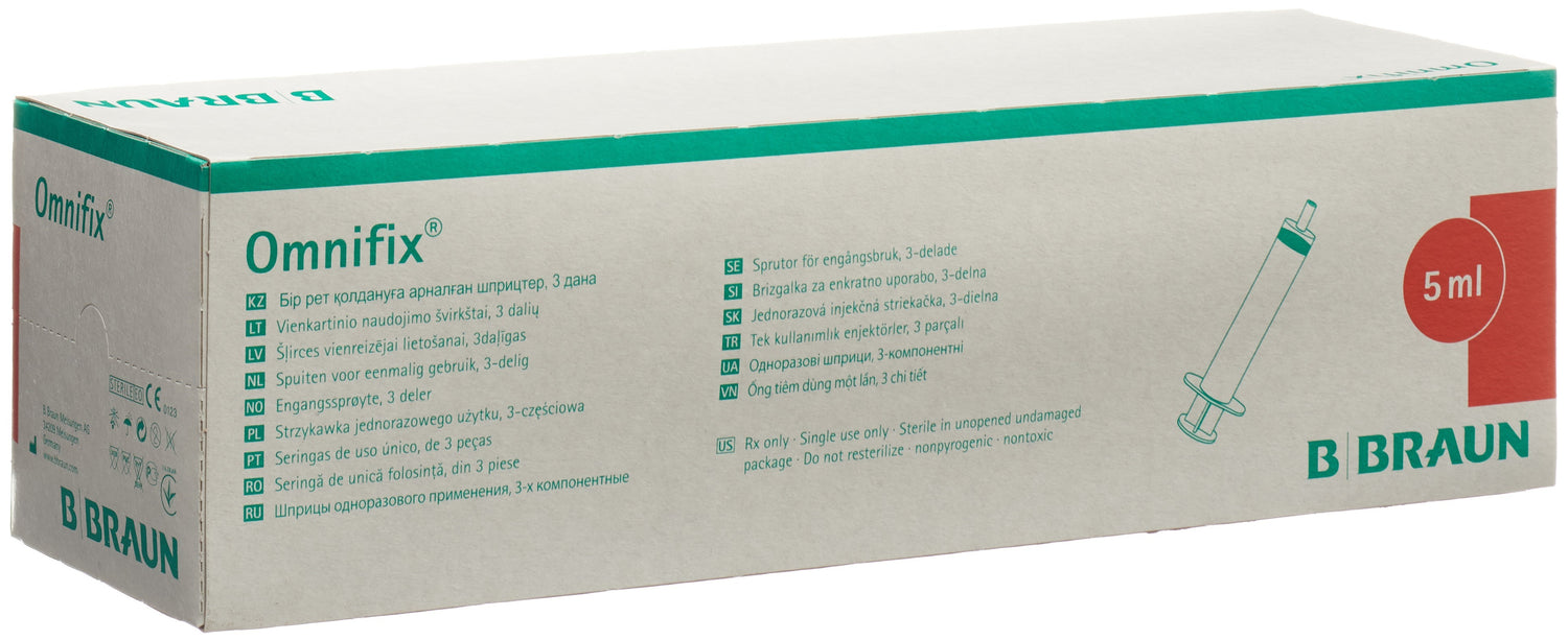 OMNIFIX Seringue Luer Sans Latex 5 ml - Lot de 100 | Dispositif Médical