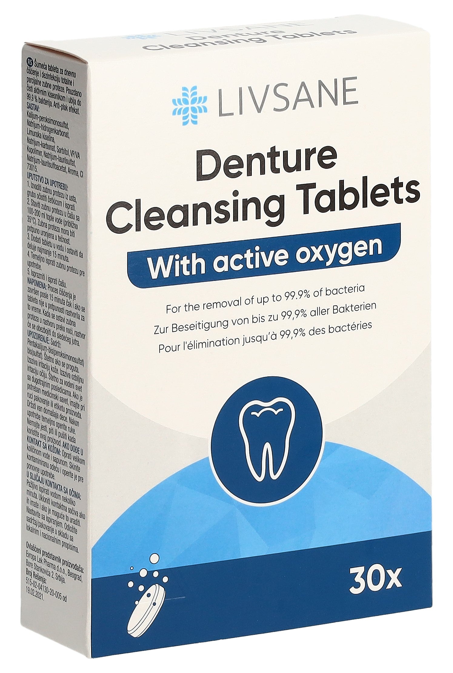 LIVSANE Comprimés Nettoyants Prothèse Dentaire 30 Pièces | Hygiène &amp; Fraîcheur