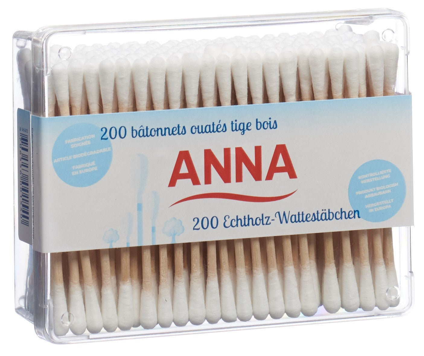 ANNA Coton-Tiges Bois 200 Pièces Douceur &amp; Hygiène | Lot Éco