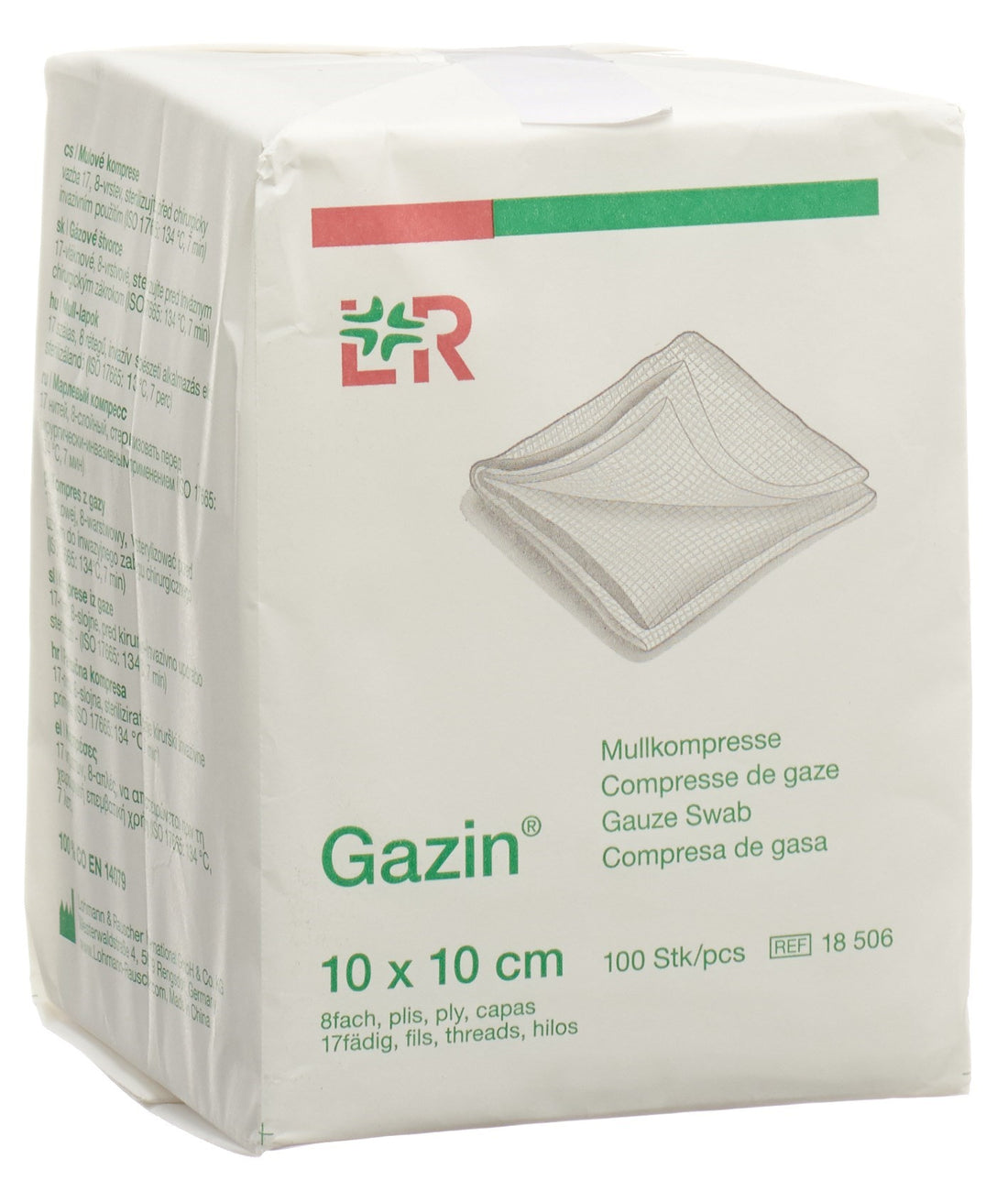GAZIN Compresses de Gaze Stériles 10x10cm 8 plis | Lot de 100 pièces