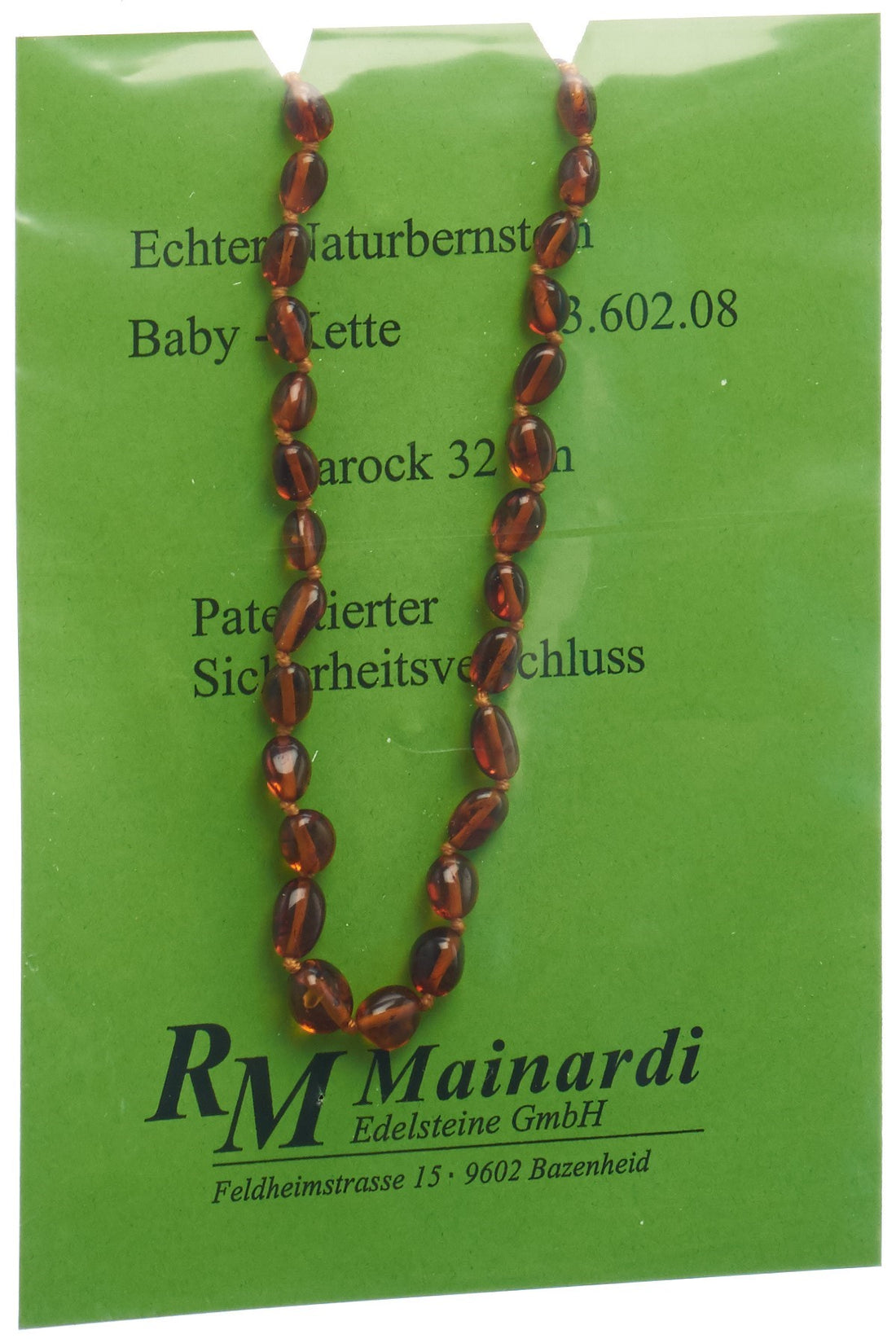 MAINARDI Ambre Natur Collier Bébé Anti-Colique | Fermeture Sécurité 32cm