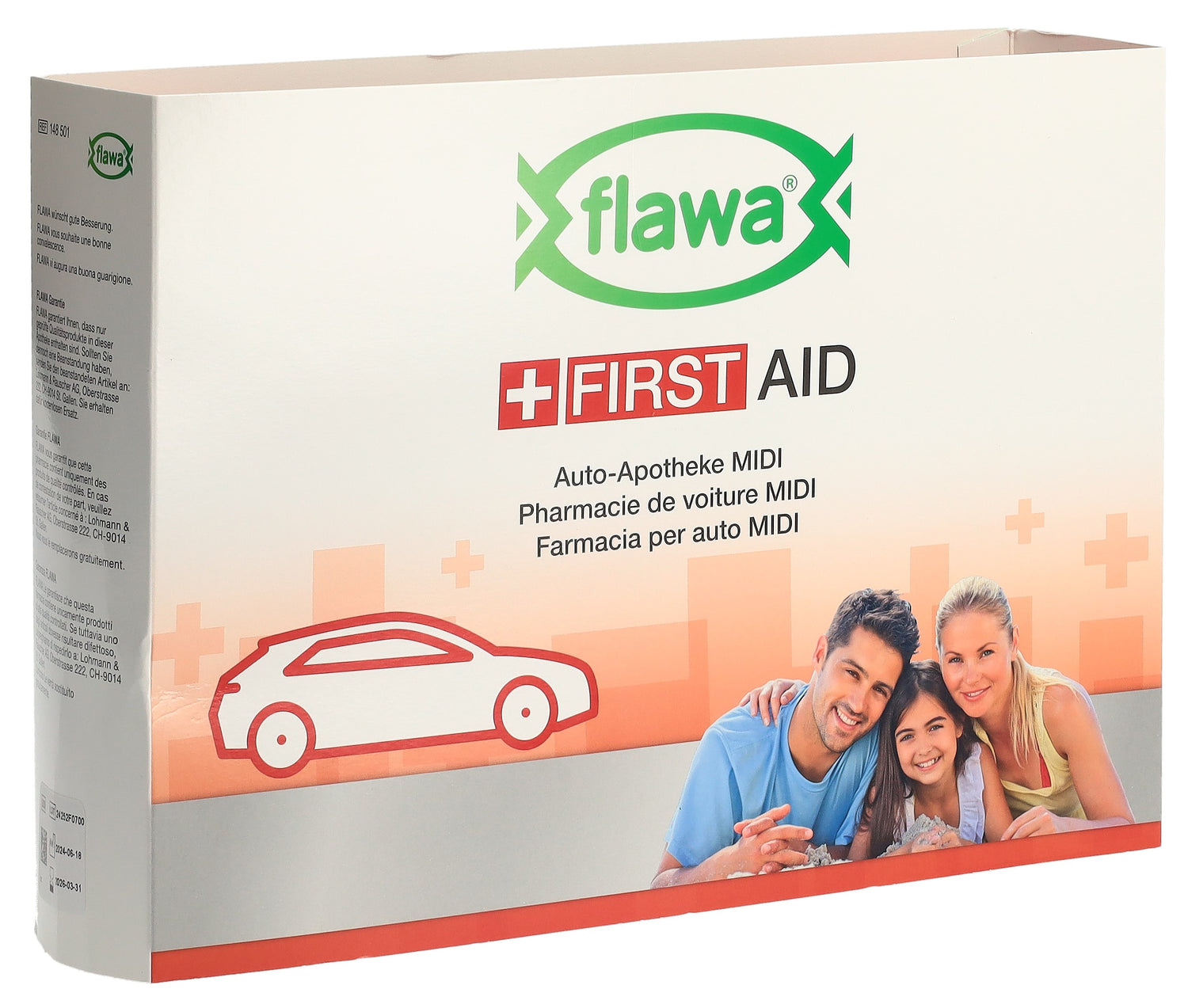 FLAWA Trousse de Secours Auto Rouge - Kit Premiers Soins Essentiel | Compact