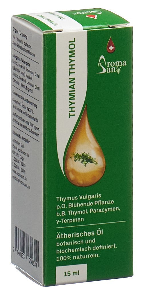 AROMASAN Thym à Thymol Huile Essentielle Bio 15 ml | Soin Respiratoire