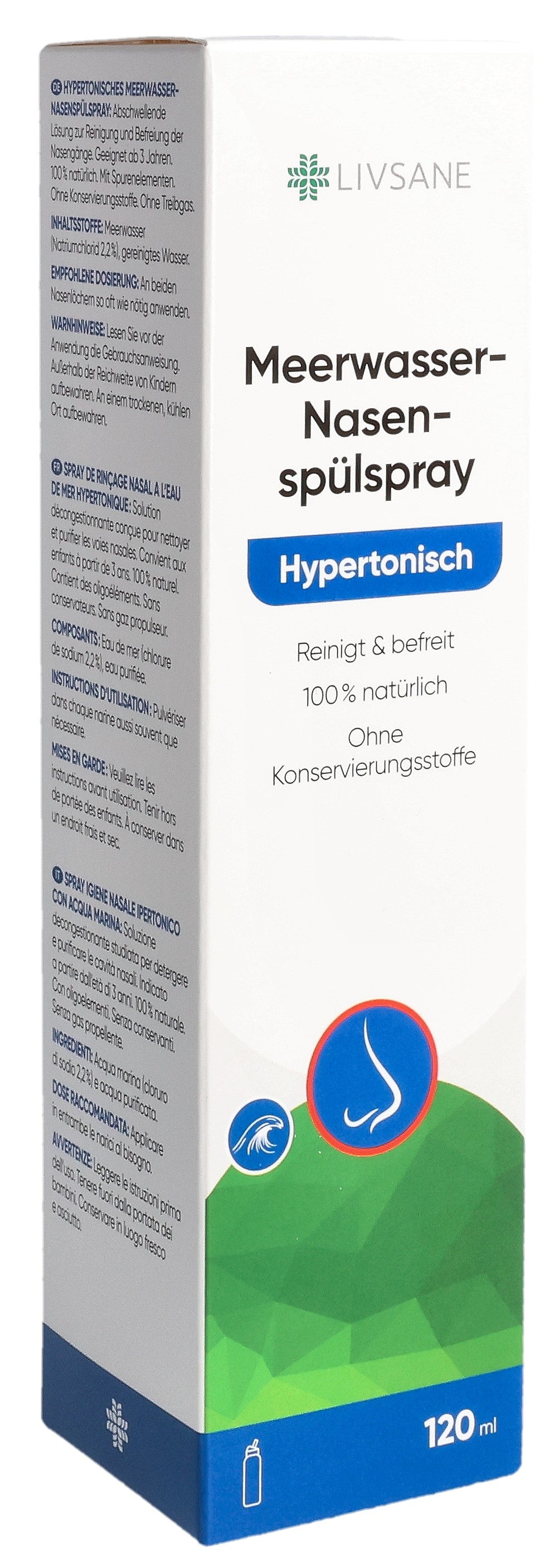 LIVSANE Spray nasal eau de mer hypertonique décongestionnant 120 ml