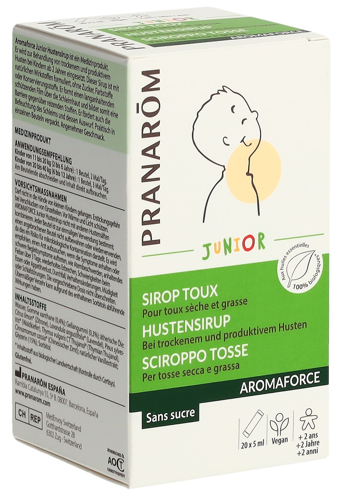 PRANAROM Aromaforce Sirop Toux Junior Apaisant | 20 x 5 ml