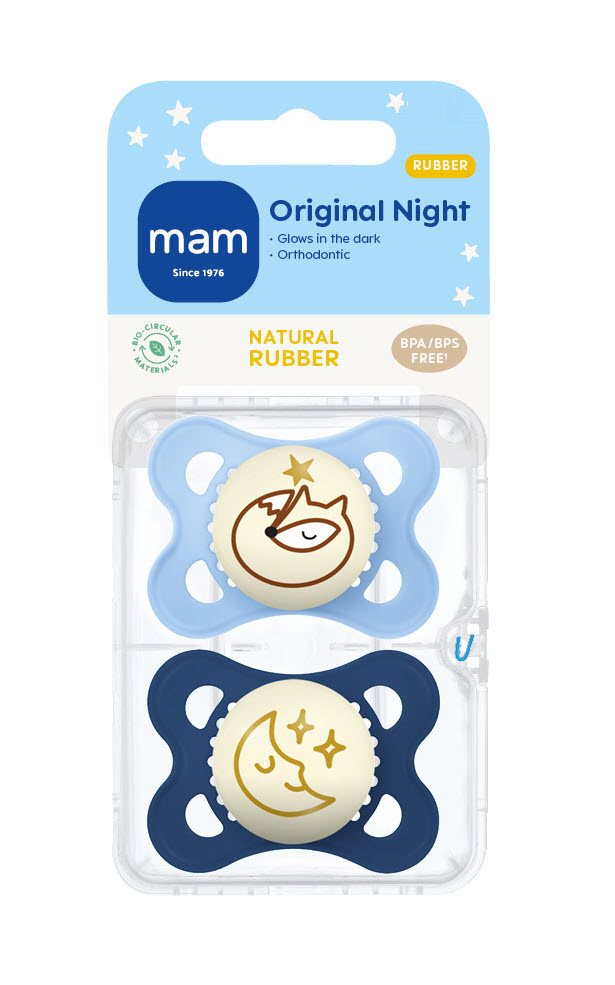 MAM Sucette Nuit Caoutchouc 0-6 Mois Apaisante | Lot 2