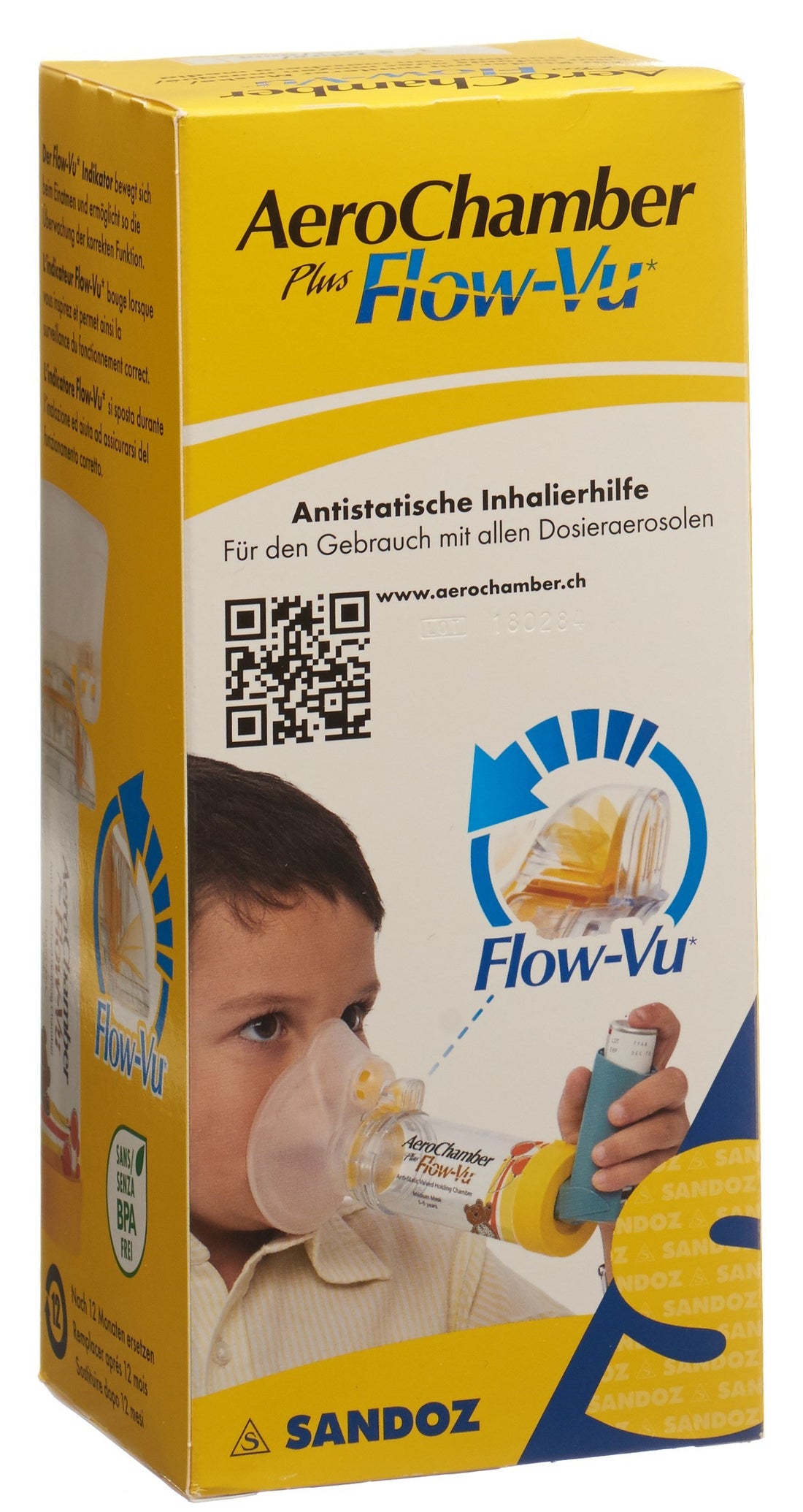 AEROCHAMBER PLUS Flow-Vu av masque (1-5ans) jaune