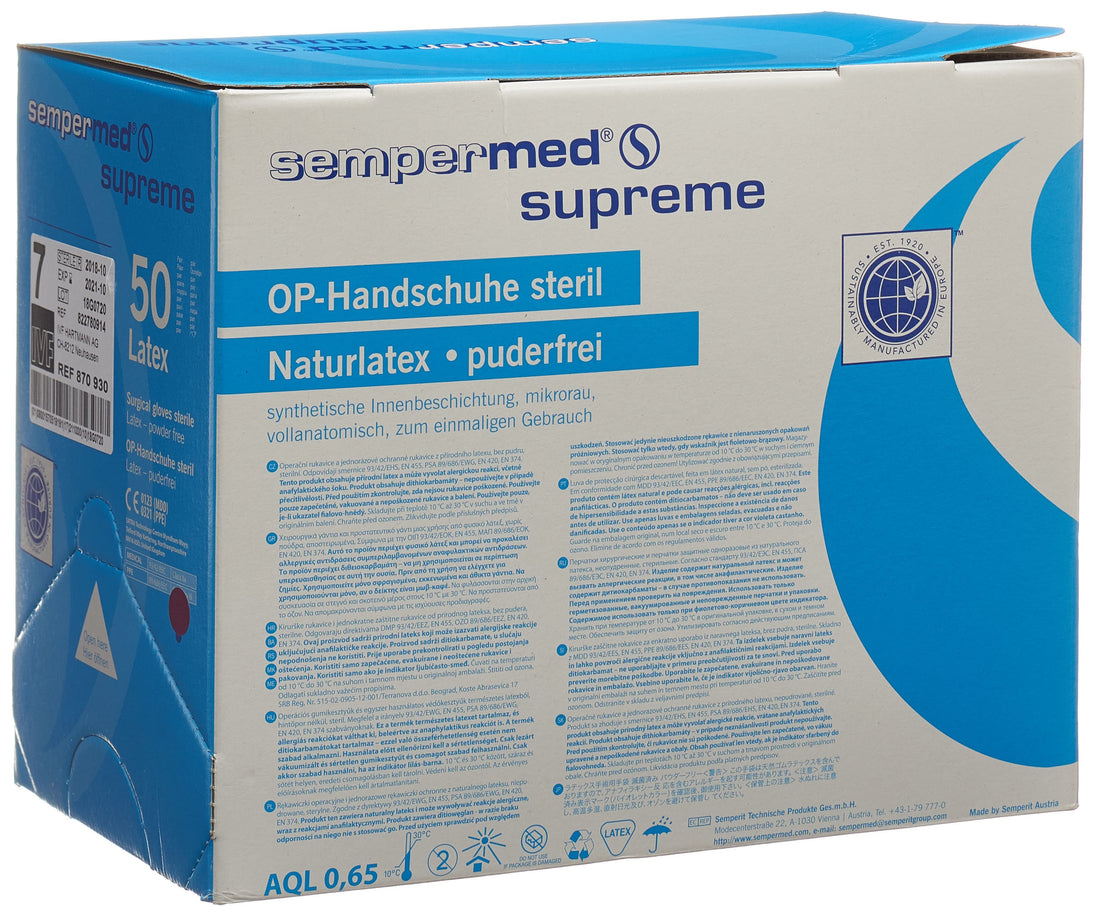 SEMPERMED Supreme Gants Opératoires Stériles Taille 7 | 50 Paires