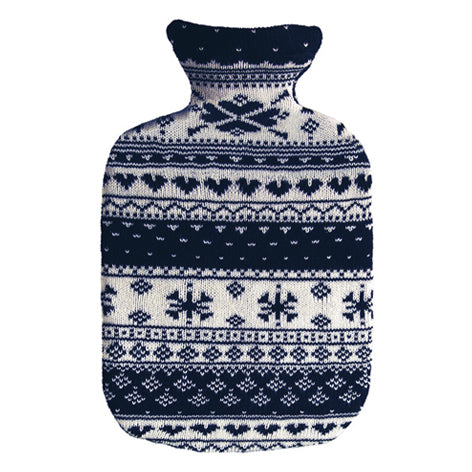 SÄNGER Bouillotte 2L Housse Tricot Bleu Norvège | Confort Chaleureux