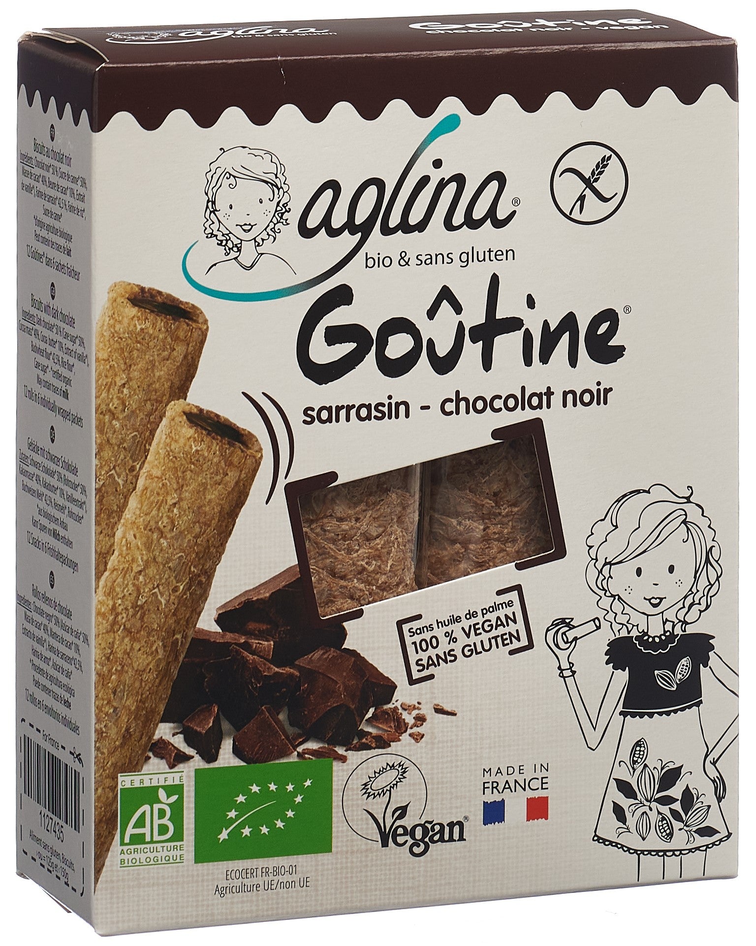 AGLINA goûtine chocolat noir bio 125 g