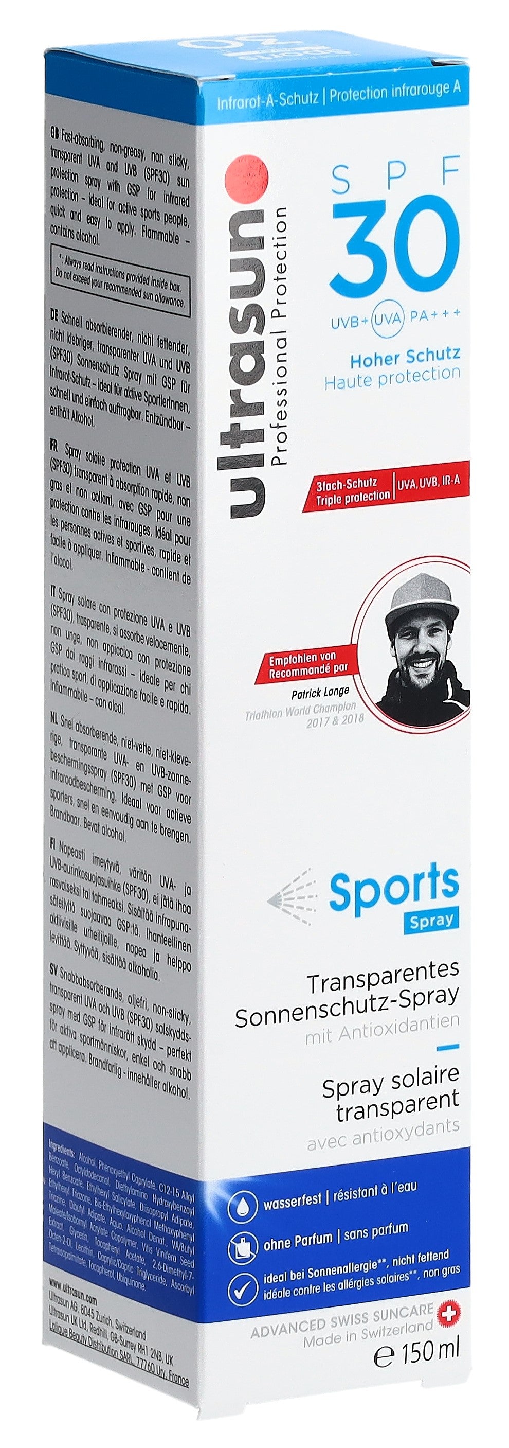 ULTRASUN Sports Protection Solaire Spray SPF 30 150 ml