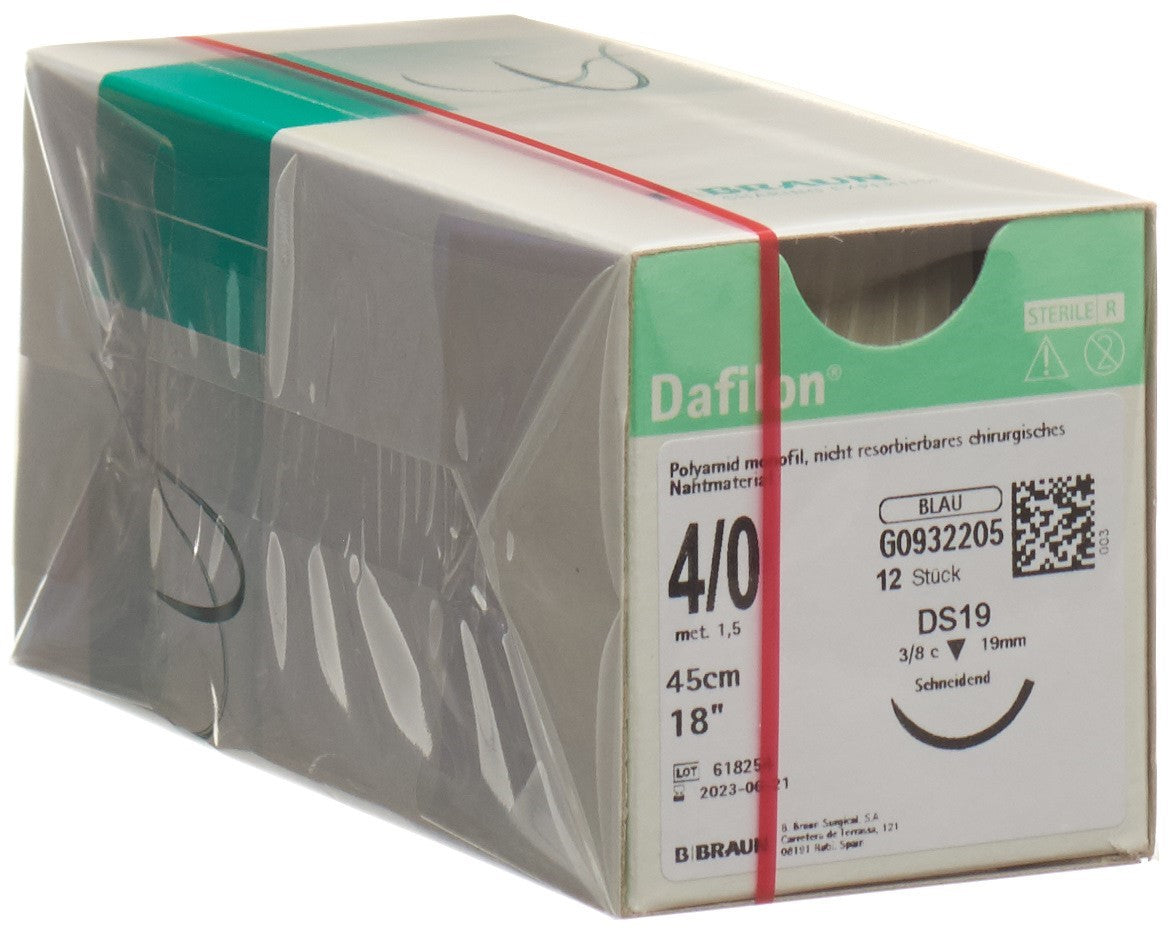 DAFILON Fil de suture chirurgical 45cm bleu | Lot de 12 pièces