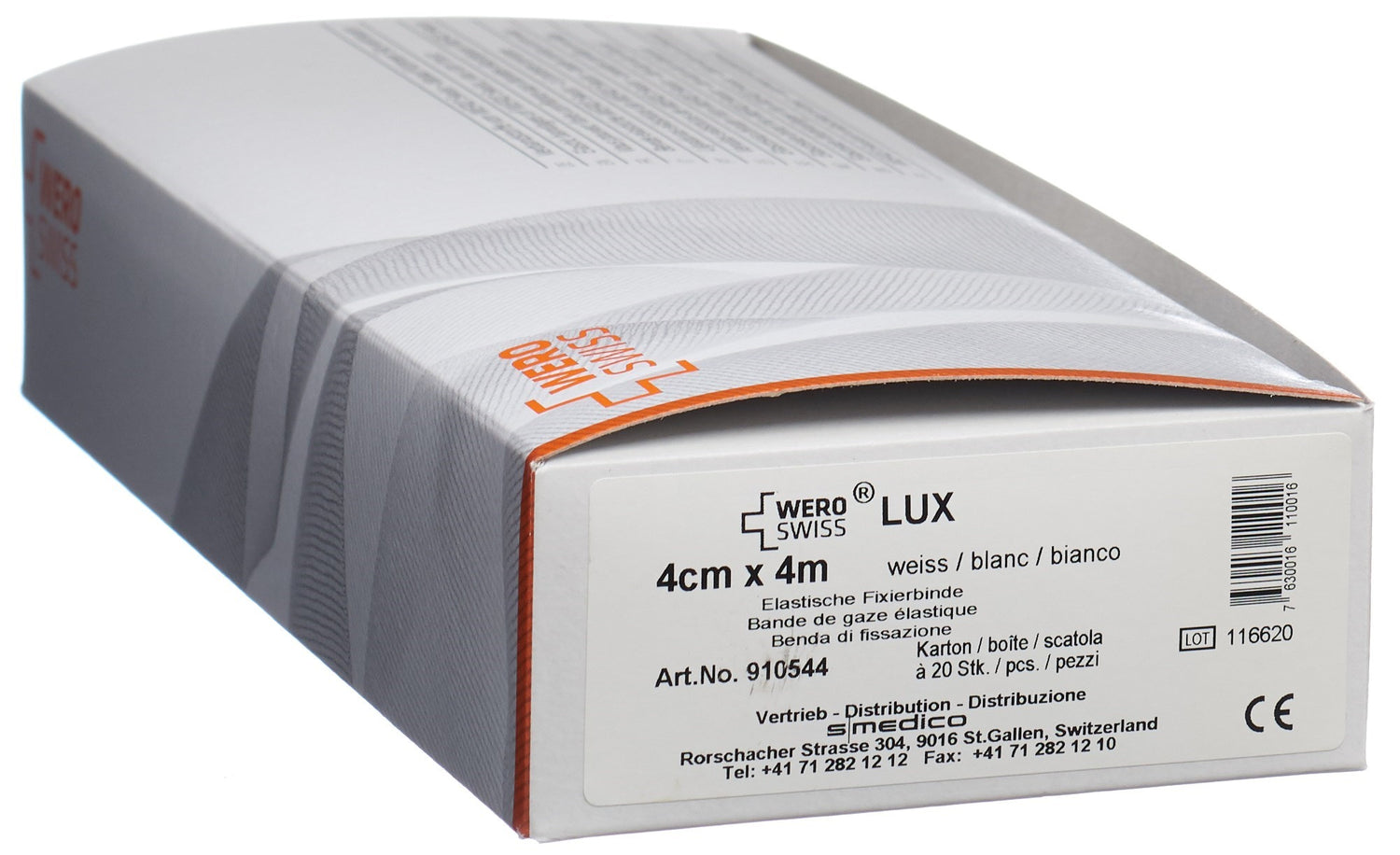 WERO SWISS Lux bande fix gaze él 4mx4cm bla 20 pce