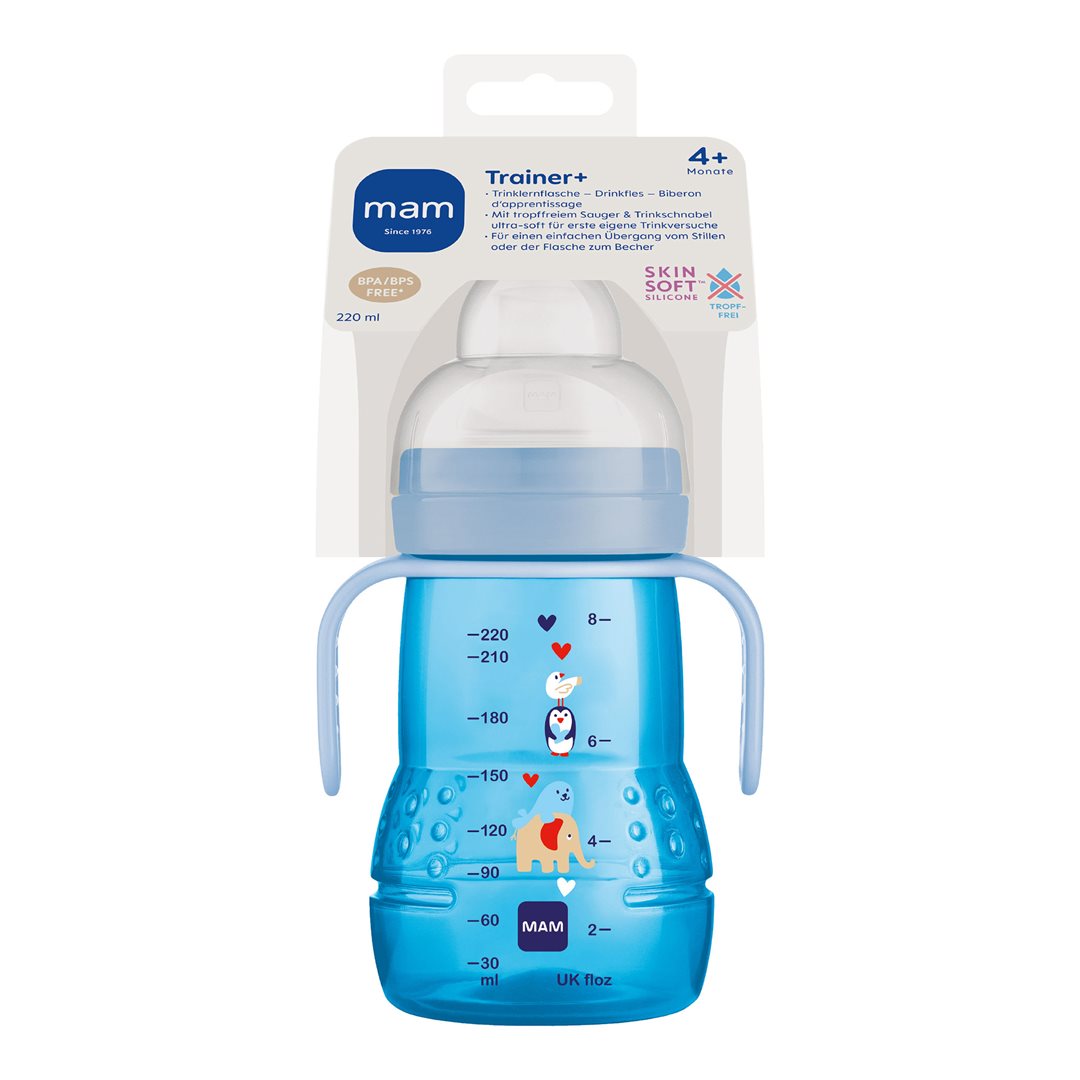 MAM Trainer 220 ml Bleu | Tétine Apprentissage Bébé