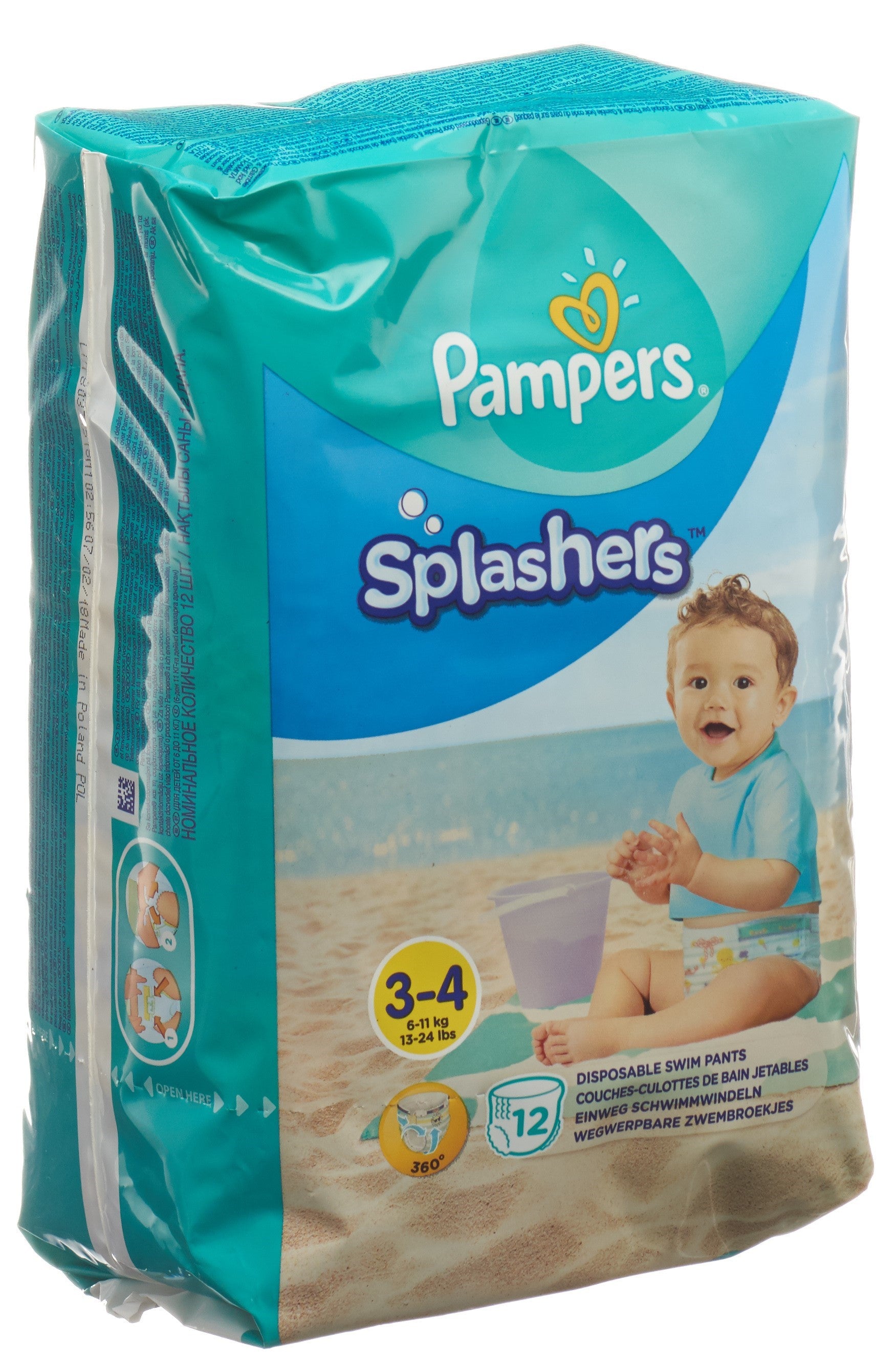 Pampers Splashers Taille 3-4 Maillot de Bain Bébé 12 Pièces | Confort