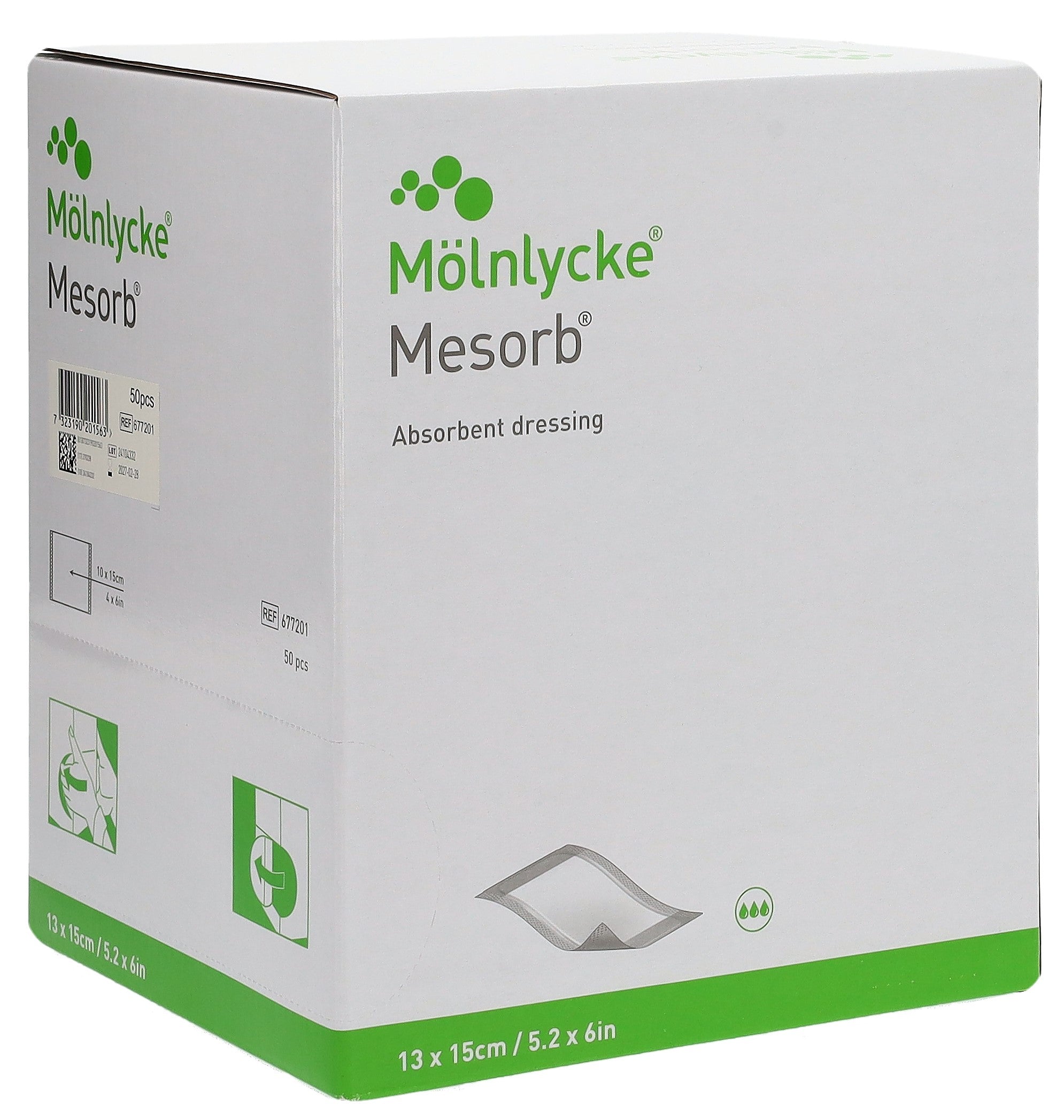 MESORB Pansement Absorbant Stérile 13x15cm | 50 Pièces