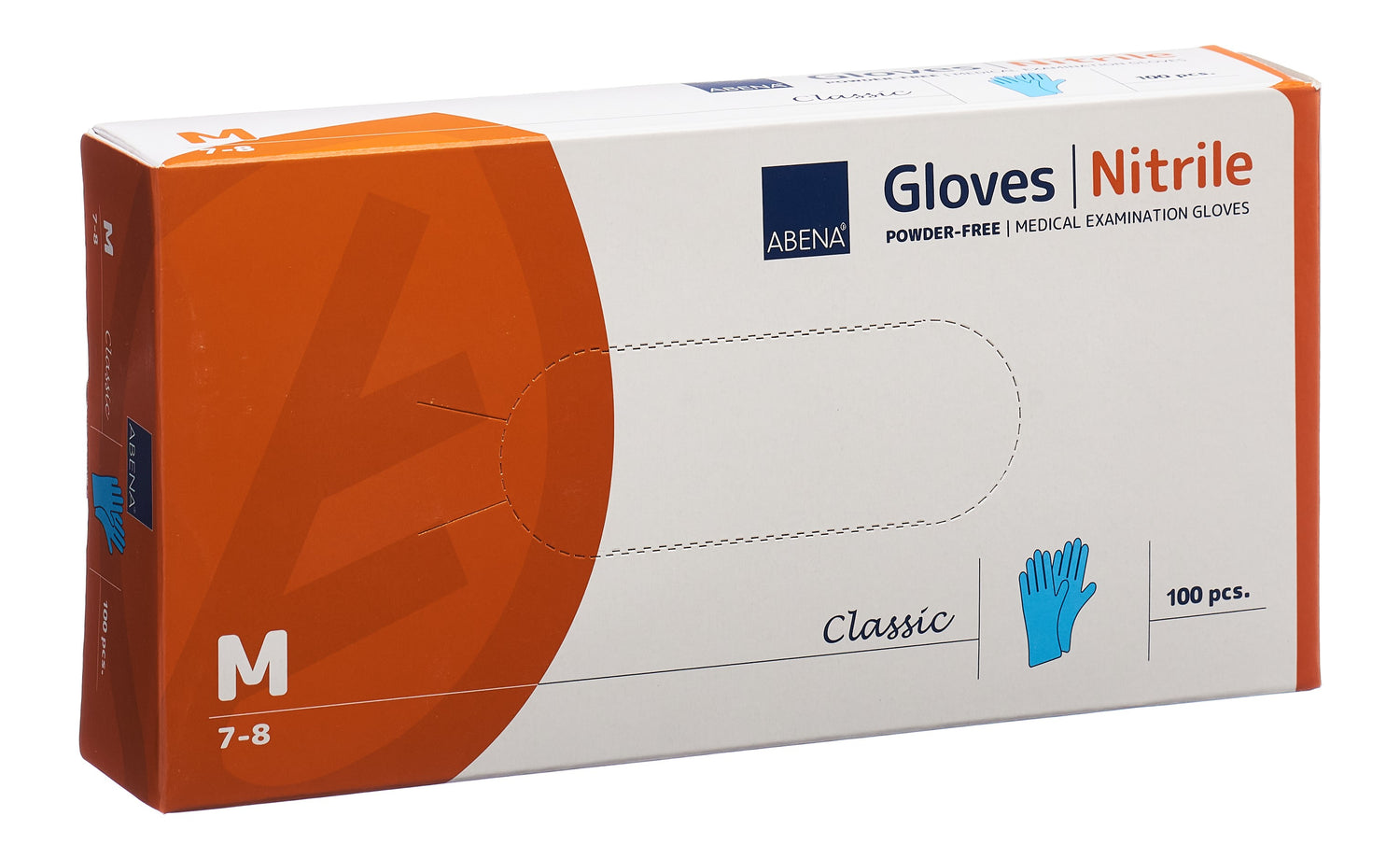 ABENA Cla gants nit M 240mm n poud n st bl 100 pce
