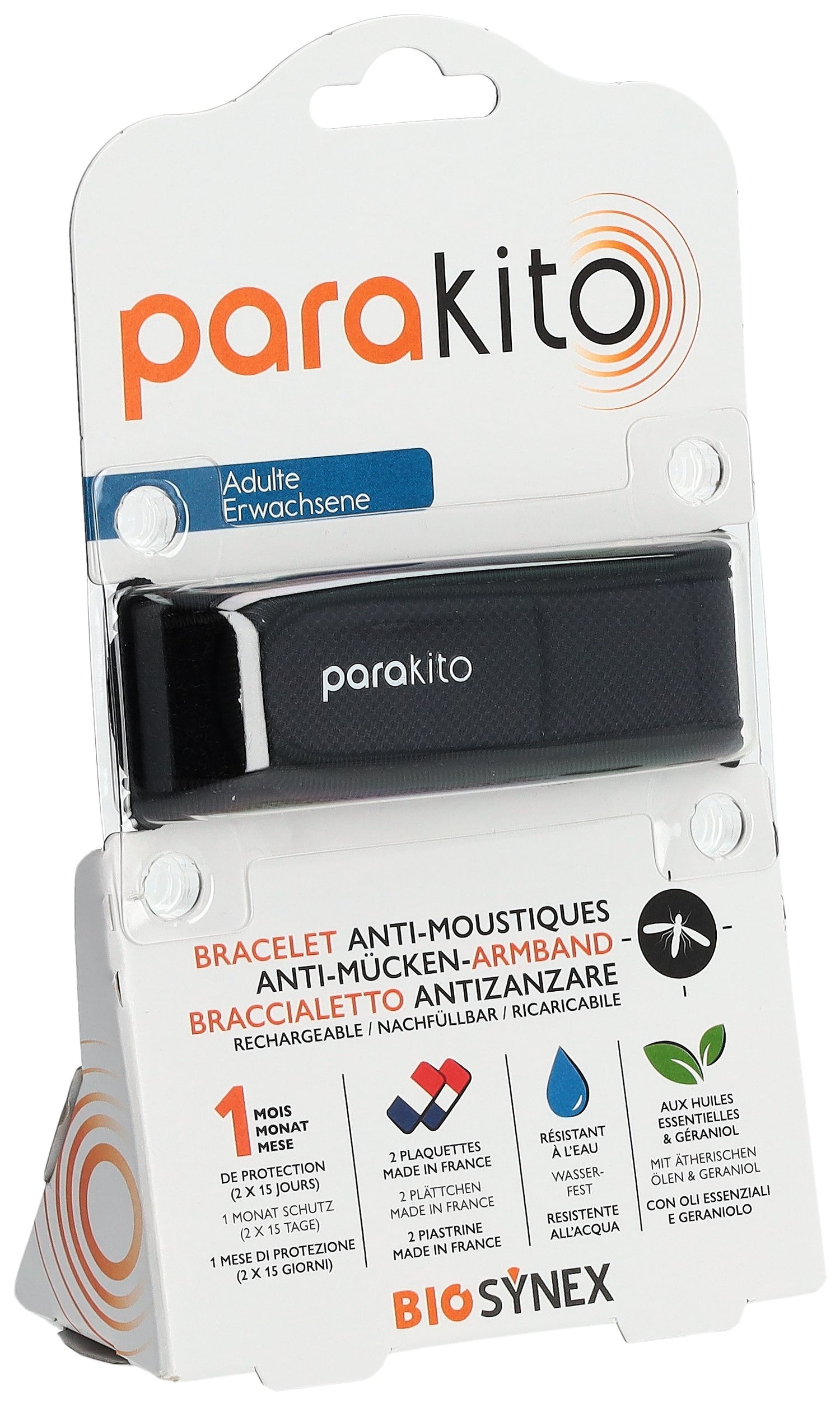 PARAKITO Bracelet Anti-Moustiques Adulte Noir | Protection Efficace