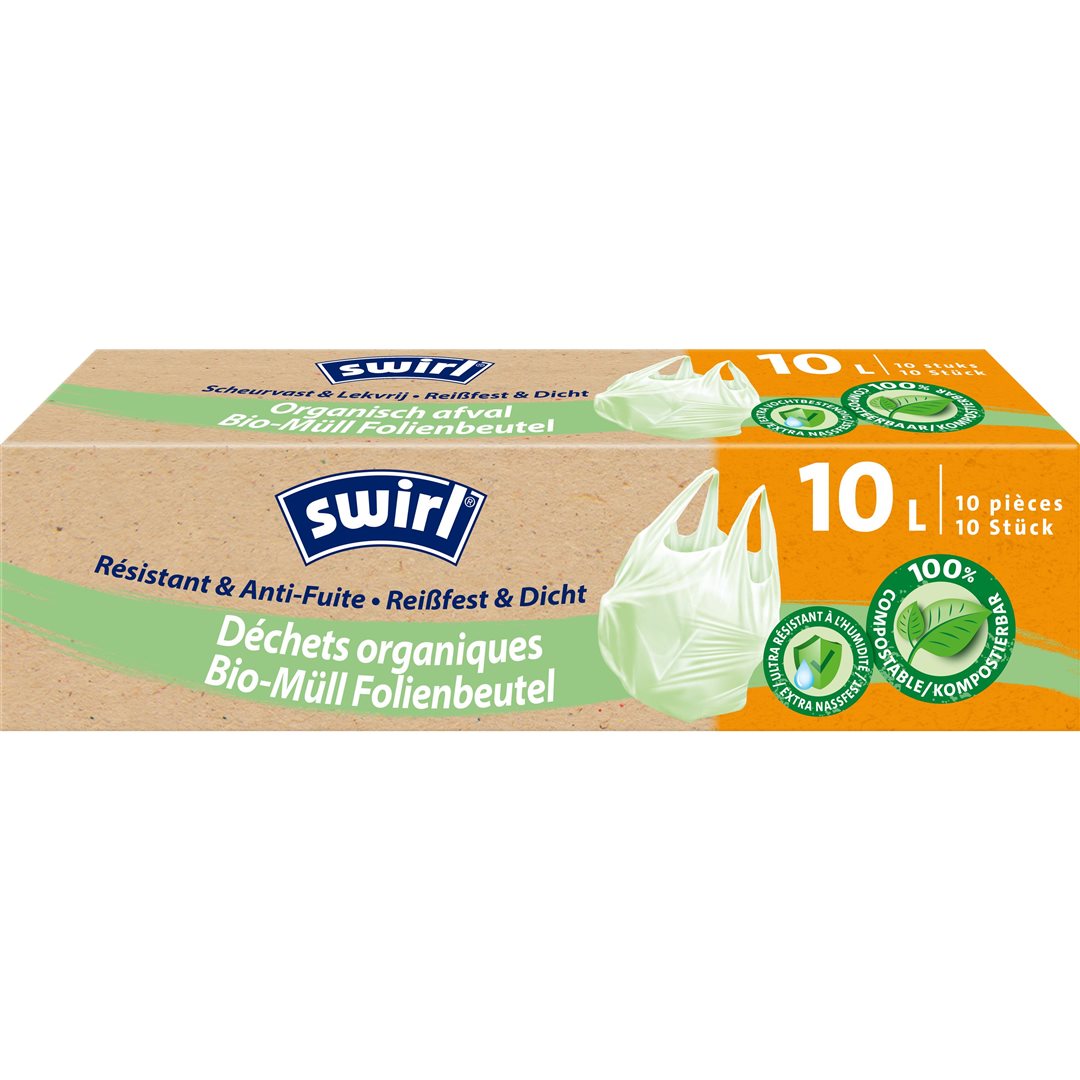 SWIRL Sacs Déchets Organiques 10L Bio 10 Pièces Compostables