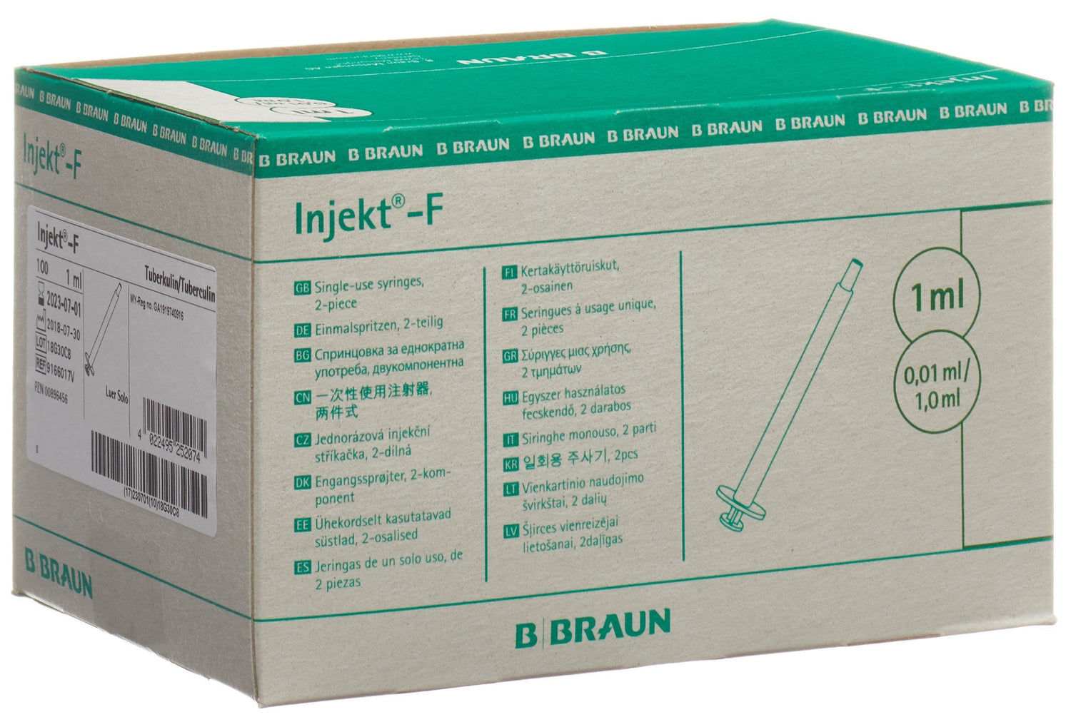 B. Braun Injekt F Seringue 1ml sans Aiguille 100 pcs | Usage Médical