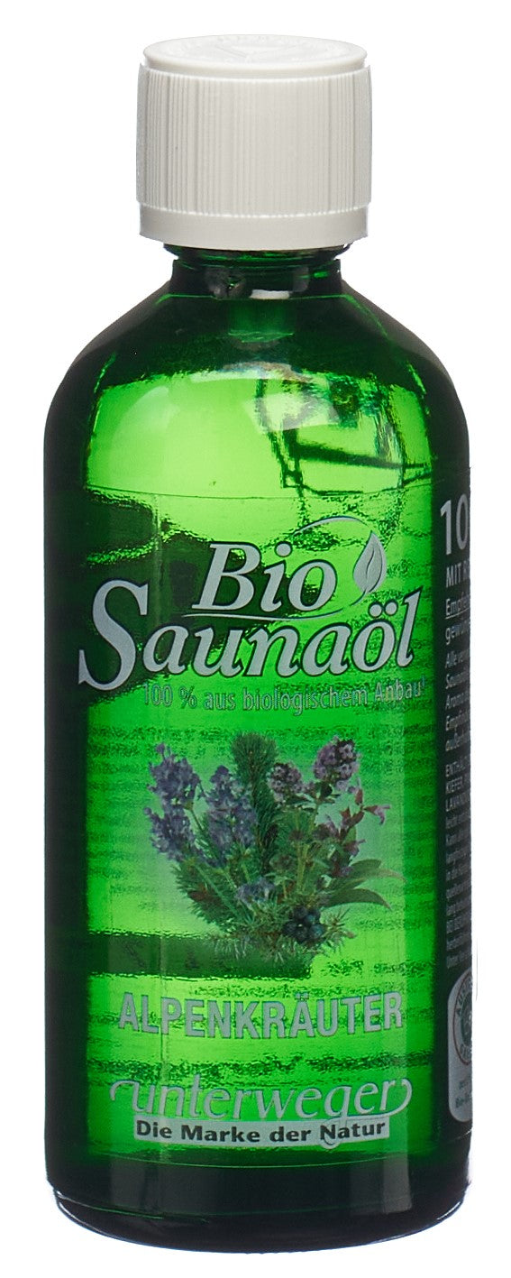 UNTERWEGER Huile Bio Sauna Herbes Alpes 100 ml | Bien-être &amp; Relaxation