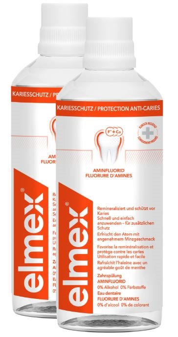Elmex Protect Caries Bain de Bouche Duo 2 x 400 ml Protection Anti-Caries