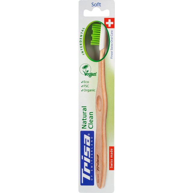 TRISA Natural Clean Brosse à Dents Bois Soft | Soin Bucal Éco-Responsable