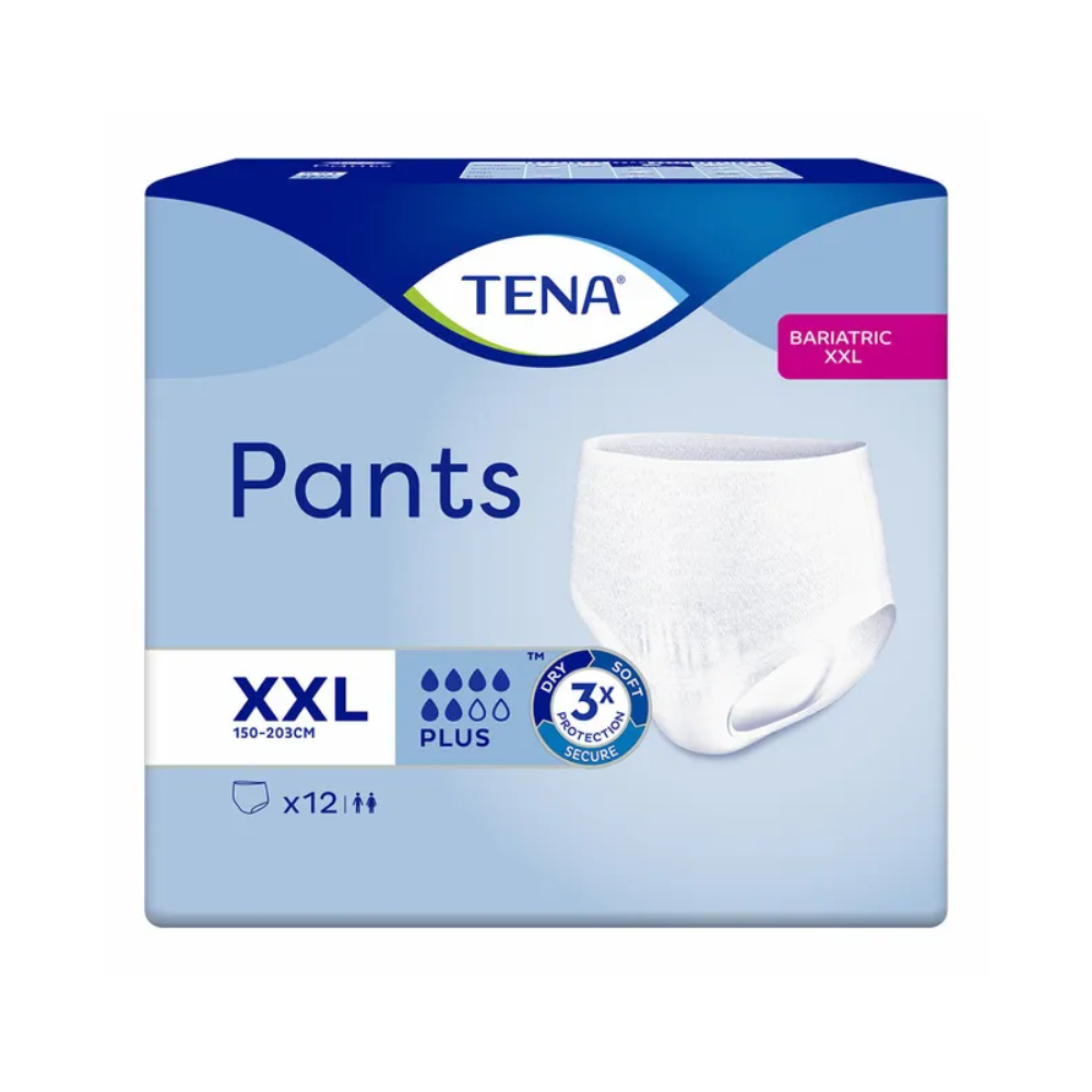 Pantalon Tena Bariatric Plus - Incontinence Pants for Obese Individuals, XXL, Pack of 12