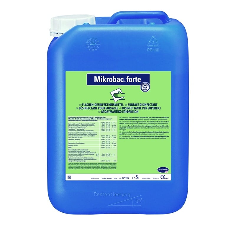 Désinfectant pour surfaces Mikrobac forte - 5 Litres, Large Spectre d&